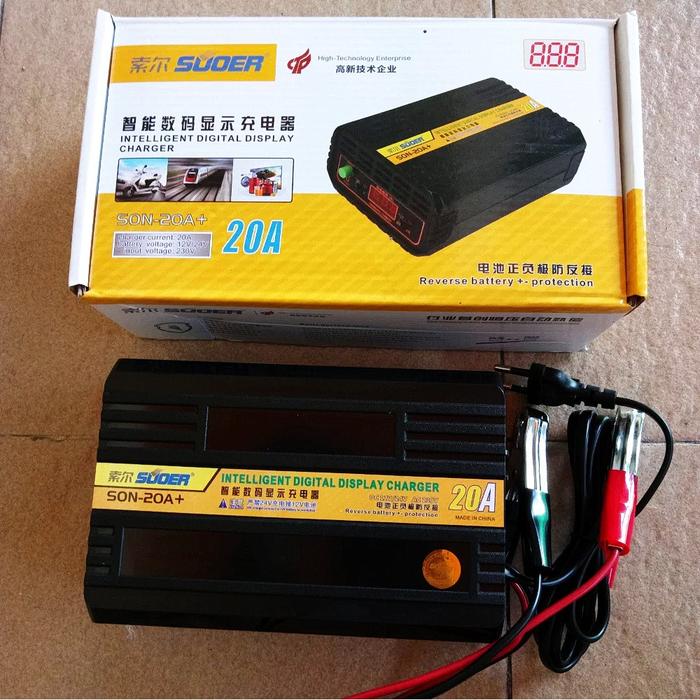 CAS CHARGER AKI OTOMATIS 20A SUOER SON-20A 12V 24V Digital Displays