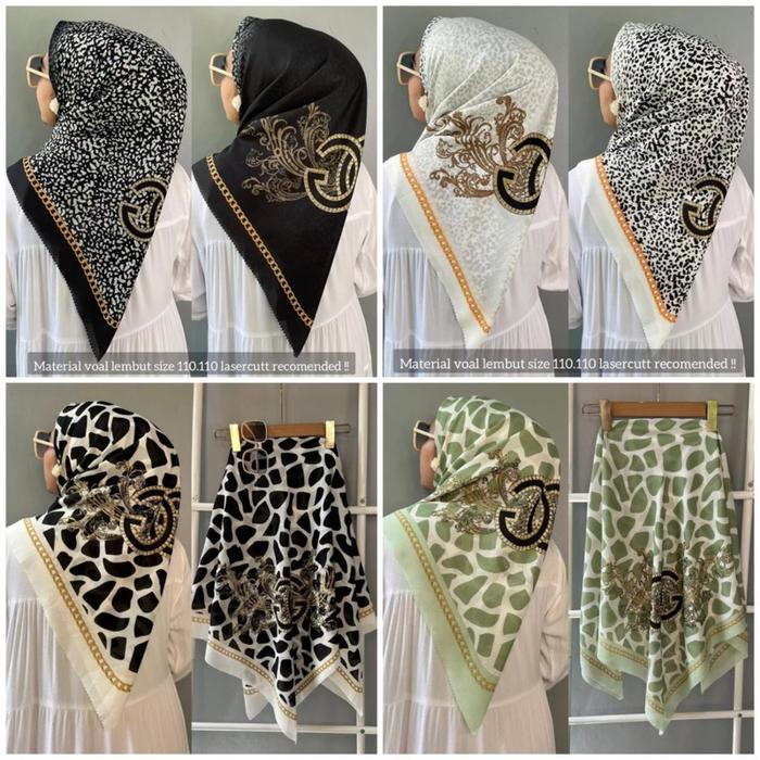Terlaris denay kw denay motif segiempat polos segiempat motif hijab