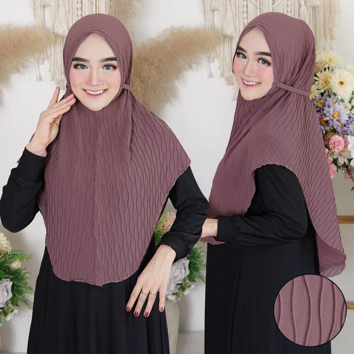 Terlaris Bergo Maryam Plisket Gelombang Hyget Hijab Tali Instan Model