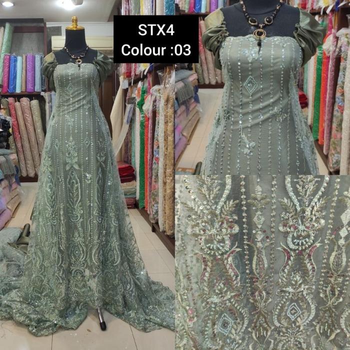 Kain Tile Payet Brokat Akar Sapto STX4 Sage Green