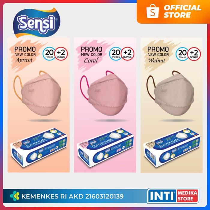 SENSI - Convex Mask 4D 4 Ply NEW COLOUR Masker Sensi Earloop murah
