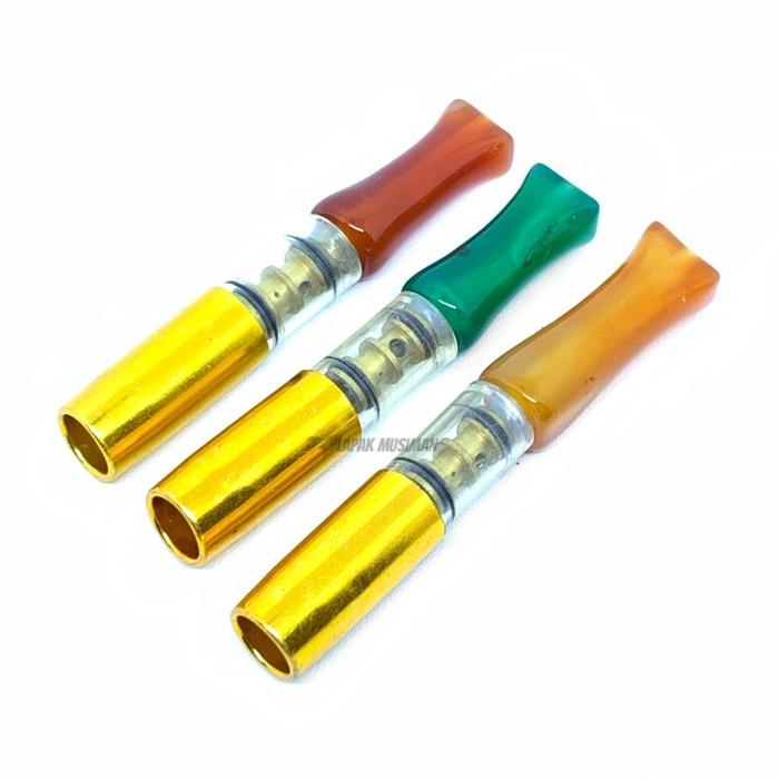PROMO Pipa Rokok Batu Giok Manau Asli Kombinasi Emas - Hijau