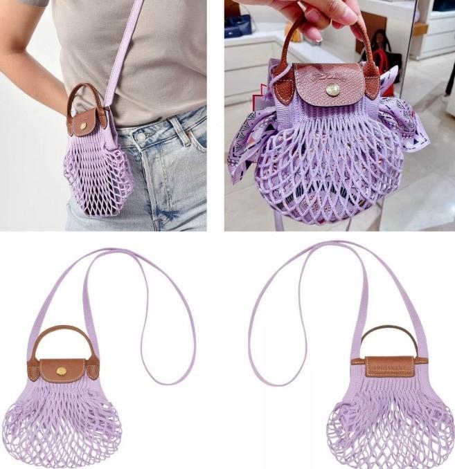 tas BRANDED lc le pliage filet crossbody bag xs lilac purple