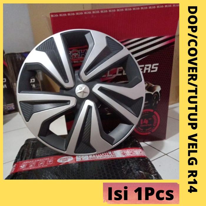 KVSH14-Wheel cover dop velg ring14 silver hitam isoka
