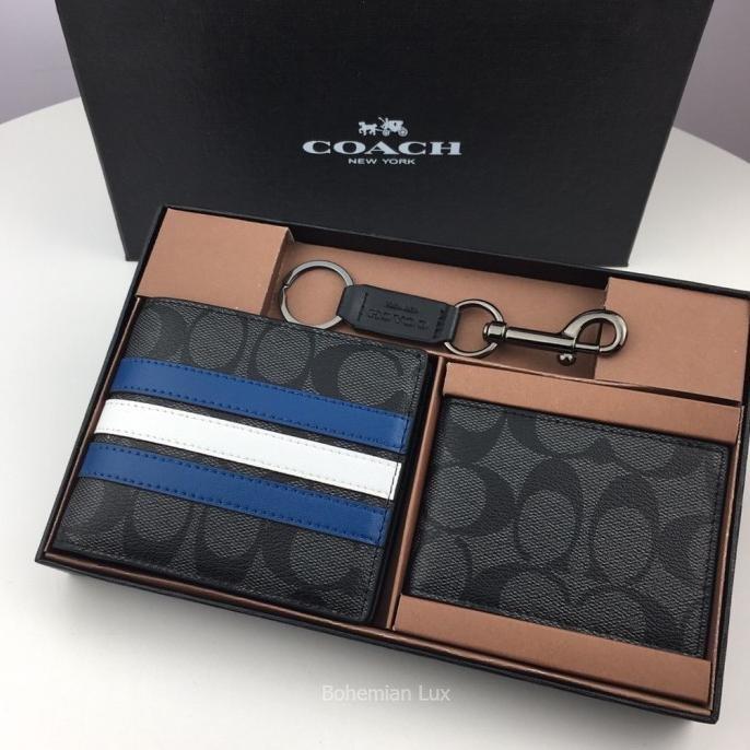 COACH Men Wallet In Signature Canvas with Varsity Stripe