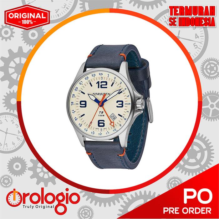 Torgoen T9 Cream GMT Pilot Watch for Men T9CR42BL - Ori & Termurah