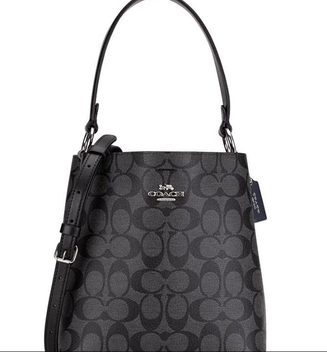 tas BRANDED ORI COACH 2312 SIGNATURE SMALL TOWN BUCKET BAG GRAPHITE WI