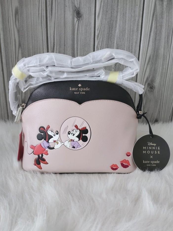 Tas Branded Ori KS Minnie Mouse Dome Crossbody Pale Vellum Pink