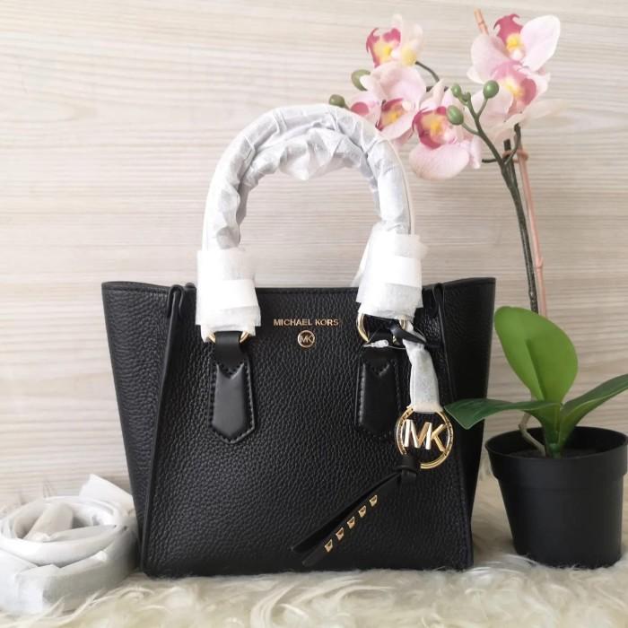 tas BRANDED ORI MK Kris small satchel Black,brown acorn - black