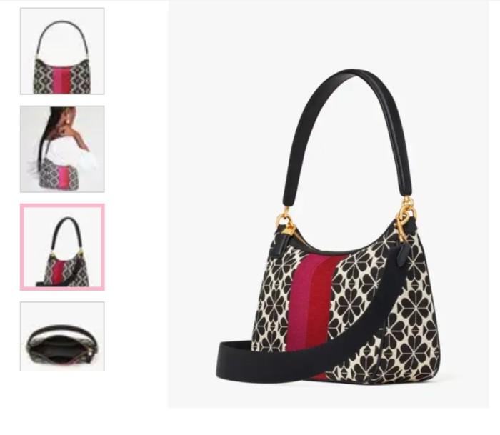 Tas Branded Ori Ks jacquard hobo shoulder bag black red multi