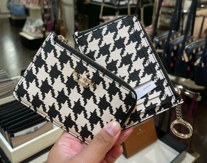Dompet Branded ori KS darcy chain card case stnk wallet houndstooth