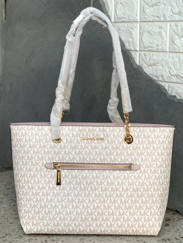 Tas Branded Ori Mk Jet Set Medium Front Zip Chain Rose Gold