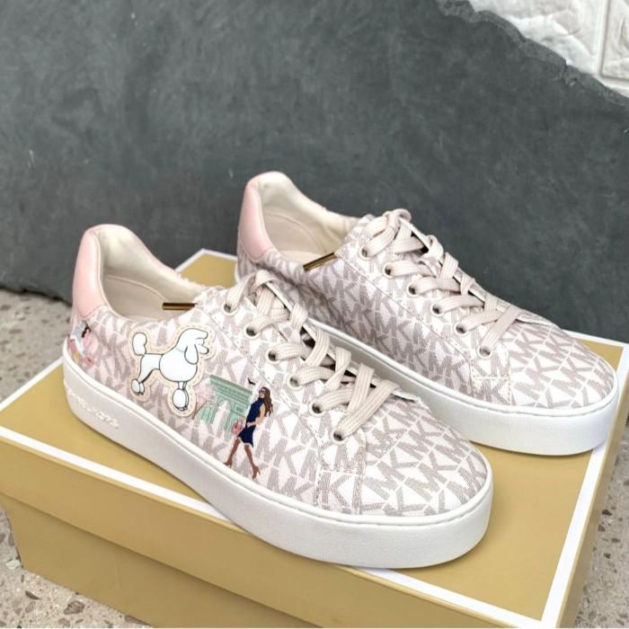 Sepatu Branded ori MK Poppy Lace Up Jet Set Girls Shoes Vanilla Multi
