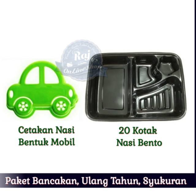 Cetakan Nasi Bento Mobil Plus Paket 20 Kotak Nasi Bento Tray Mika