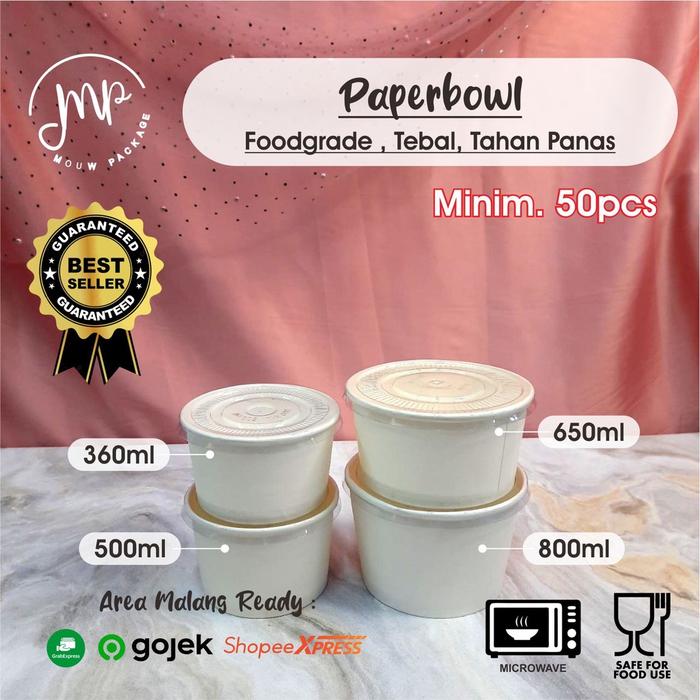 Paper Bowl 500Ml 650Ml 800Ml / Mangkok Kertas 500Ml 650Ml 800Ml /