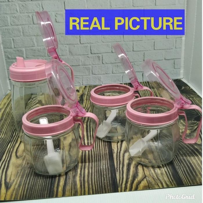 Tempat Bumbu Dapur Set 4 In 1 Kaca/ Tempat Minyak