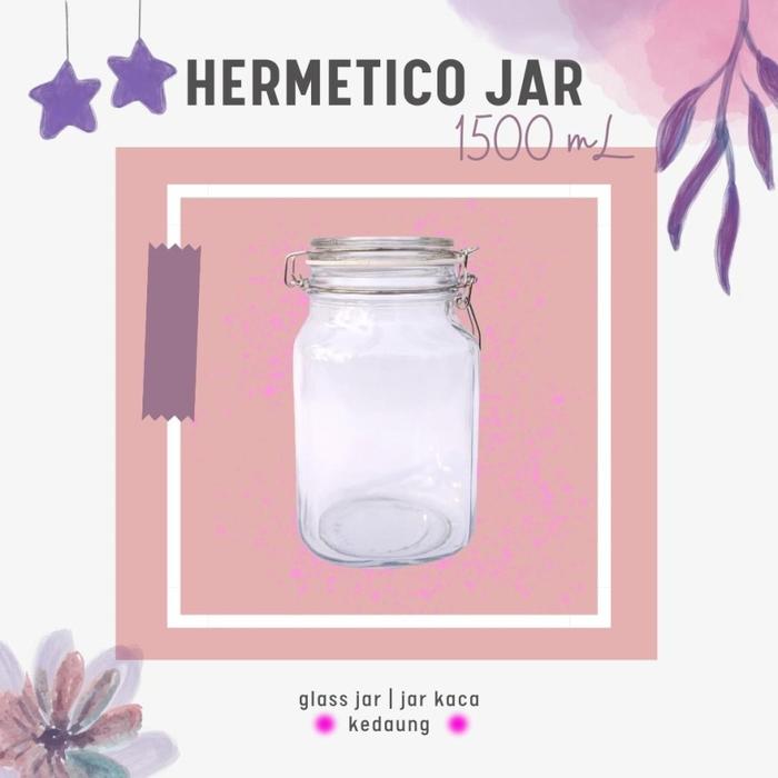 Hermetico Jar 1500 Ml | Toples Kait Kaca 1.5 Liter | Jar Kaca | Toples