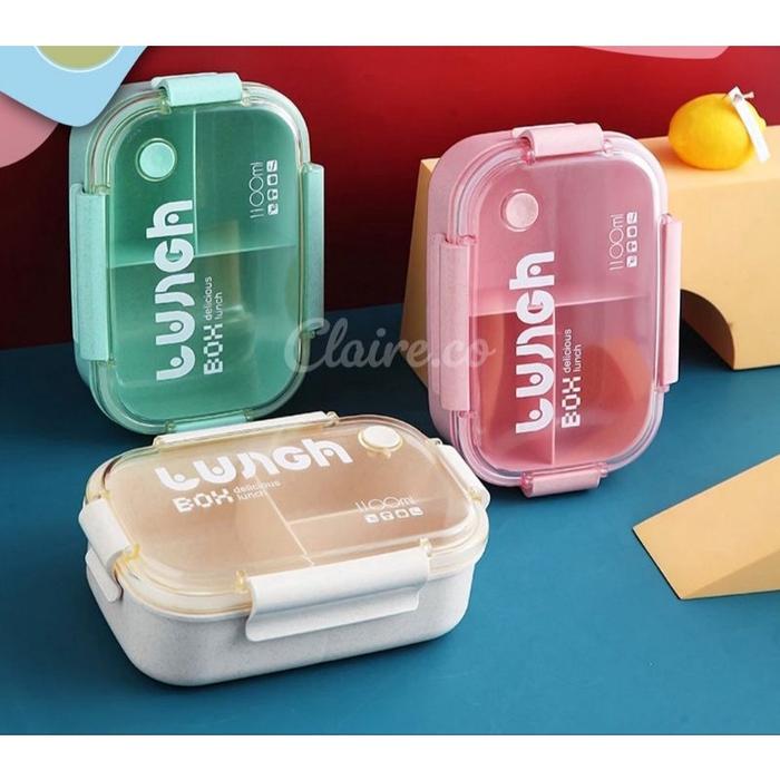Lunch Box Wheat Straw 1100Ml Kotak Bekal Bento Makan Mewah