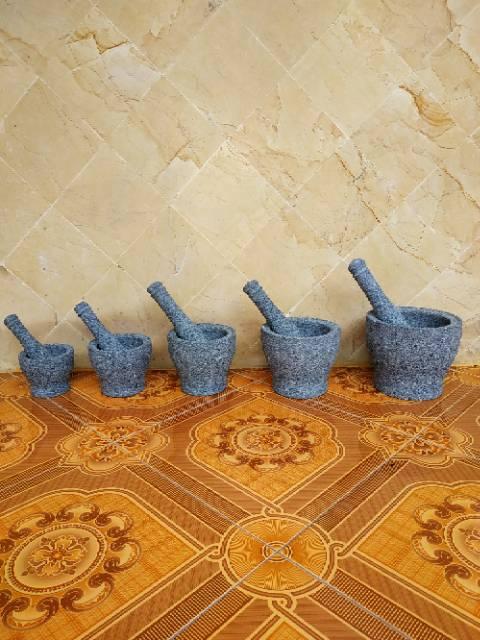 Lumpang Lesung Batu Asli 14Cm Deplokan Mortar And Pestle