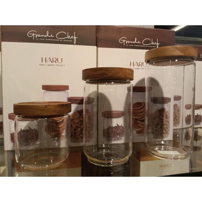 Informa Toples Kaca Kedap Udara Tutup Kayu Tempat Kue Kering Untuk