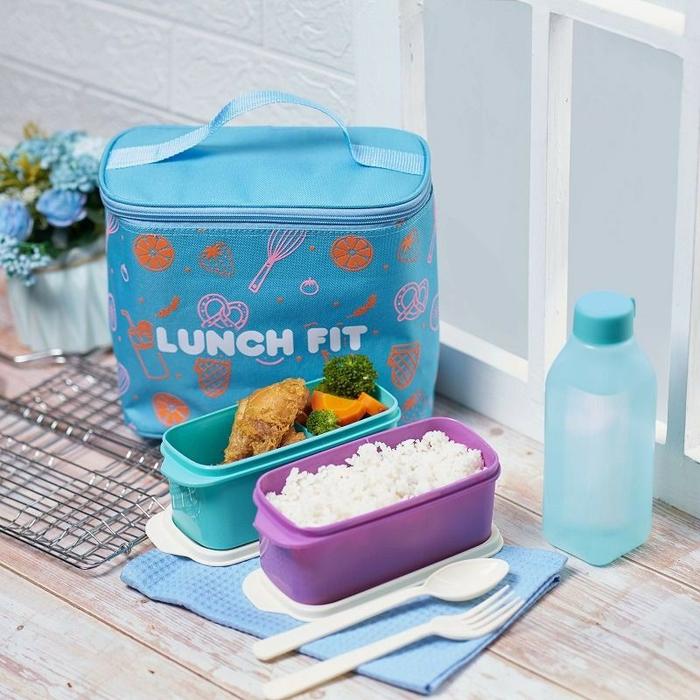 Cod/Tas Bekal Makan Set Lunch Fit / Kotak Makan Beserta Tas Lunch Box