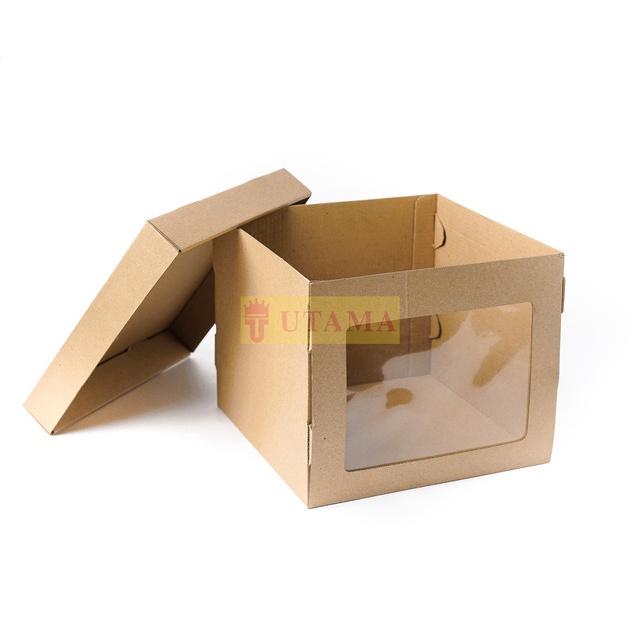 (10Pcs) 26 X 26 X 25 Dus Eflute Lubang Window Mika Samping Kraft