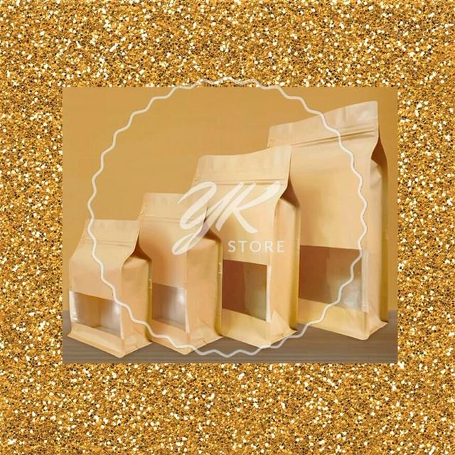 Flat Bottom 2000 Window Eco Jendela Kemasan Standing Pouch Paper Kopi