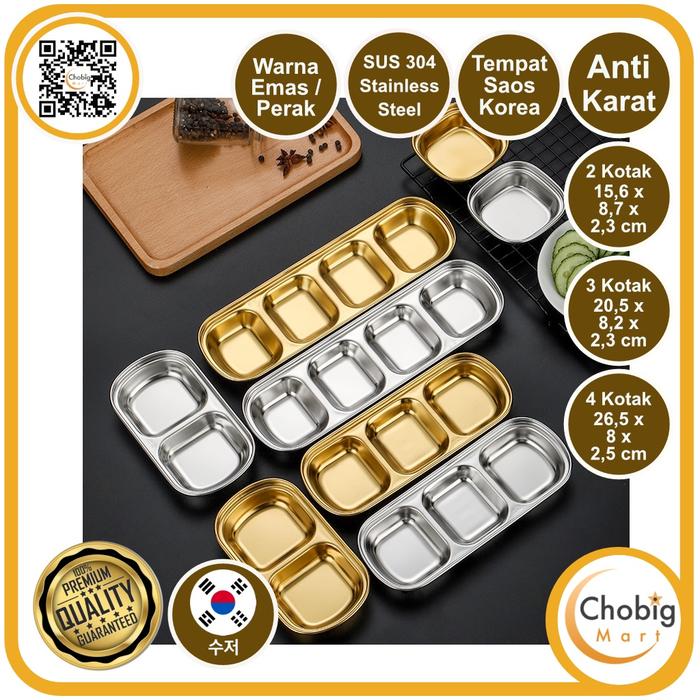 Tempat Sambal Saos Bumbu Bawang Stainless Steel Sus304 Emas Korea