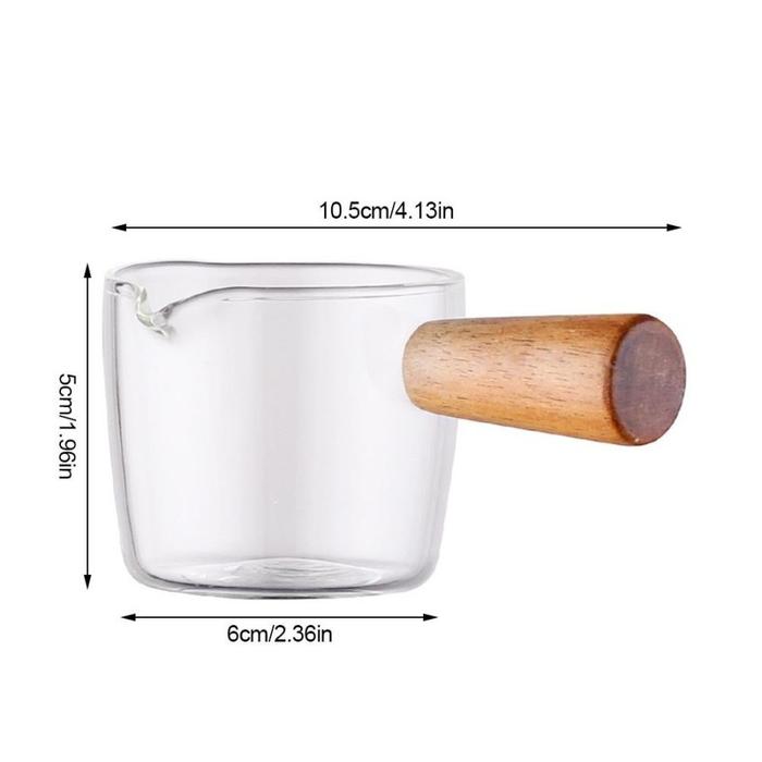 Miyaco Espresso Coffee Cup Gelas Kopi Susu Dengan Gagang Kayu 100Ml