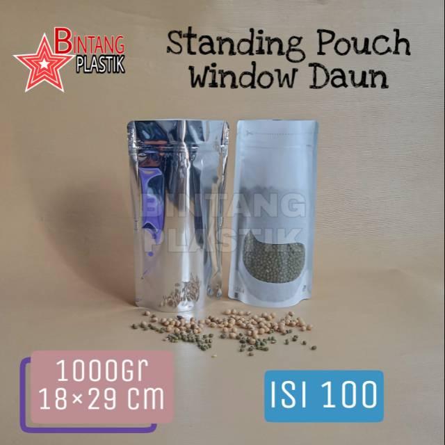 [100Pcs] Standing Pouch Putih Doff Window 1000Gram 18X29 Cm Kemasan