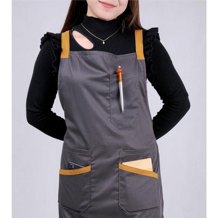 Celemek Apron Barista Celemek Masak Apron Kain Celemek Kain Apron Tali