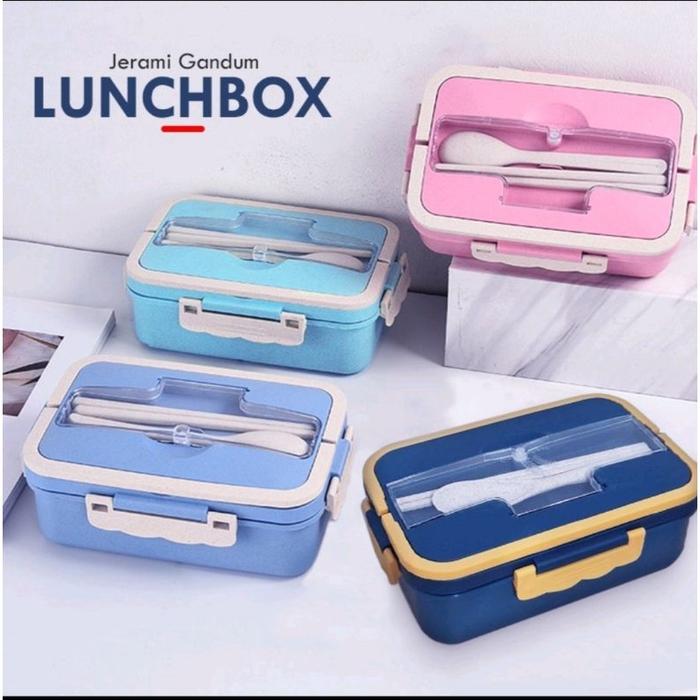 Lunch Box Set Bekal Sekat 3 Kotak Bekal Makanan Jerami Gandum Lunch