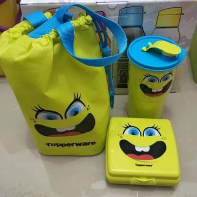 Smile Lunch Set Merah/Hijau Tupperware Promo