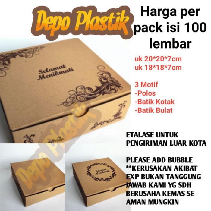 Khusus Exp, (Isi100) Dus Coklat Efflute, Craft, Uk 20 Dan 18Cm
