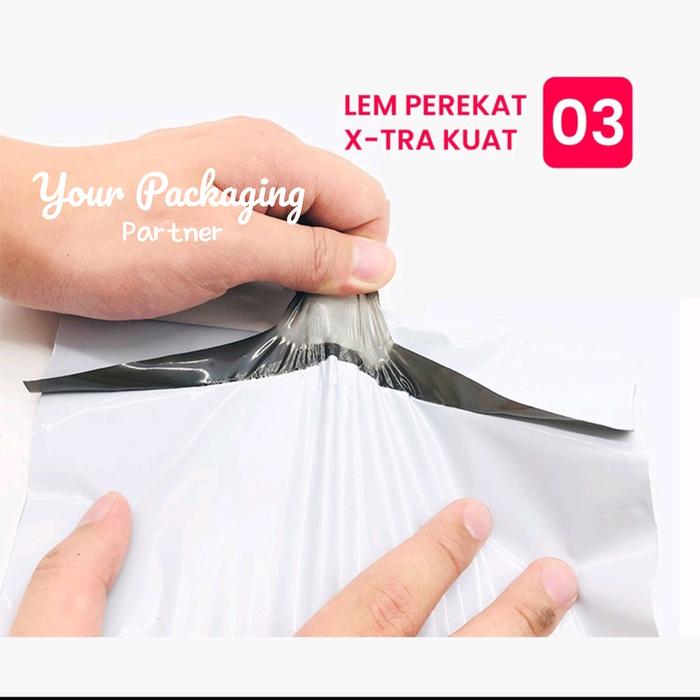 Plastik Polymailer Putih 25X32 + Lidah 4Cm Bahan Pe Packing Olshop