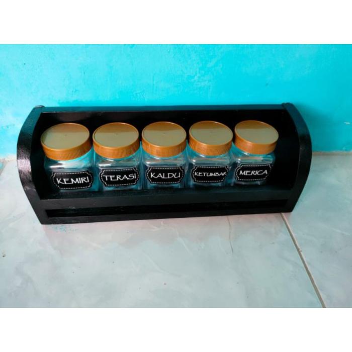 Rak Bumbu Set Toples Hitam