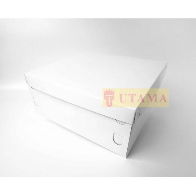 (10Pcs) 24 X 24 X 10 Cm Tinggi Dos Dus Duplex Makan Kue Tart Putih
