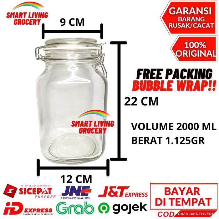 Toples Kaca Kedap Udara Wadah Tempat Penyimpanan Makanan Bumbu Gelas