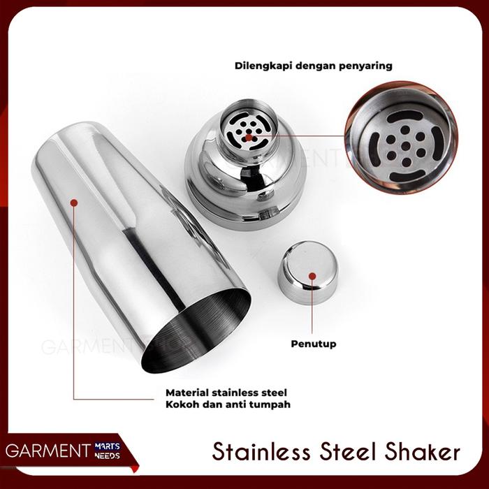 Shaker Cocktail Stainless Steel Botol Pengocok Minuman Plastik 350Ml