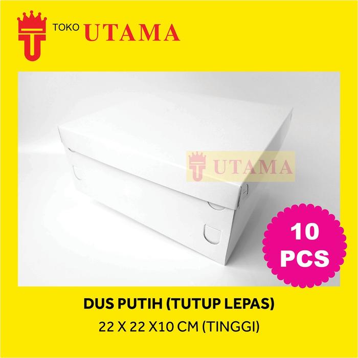 (10Pcs) 22 X 22 X 10 Cm Tinggi Dos Dus Duplex Makan Kue Tart Putih