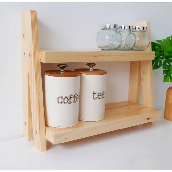 Rak Dapur/ Rak Kayu Minimalis 40Cm/ Rak Bumbu Kayu/ Rak Kayu Susun 2/