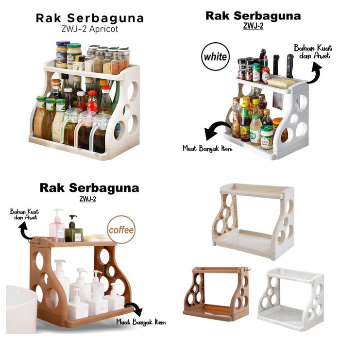 Rak Serbaguna Plastik Tebal Bumbu Dapur Kecap Bumbu 2 Susun Botol