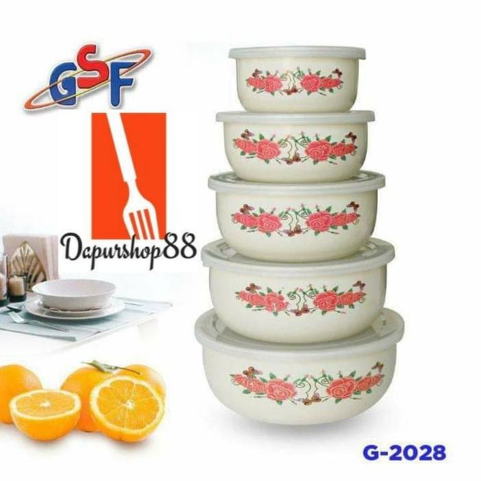 Bowl Set Bunga Gsf G-2028 / Mangkuk Penyimpanan Makanan Motif Bunga