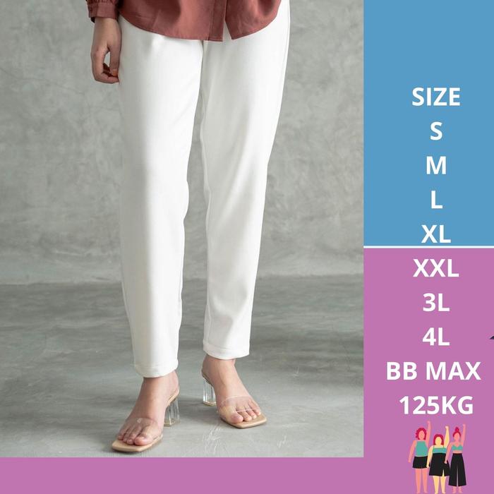 CELANA PANJANG WANITA SCUBA PANTS PENSIL MURAH PUTIH BAGGY
