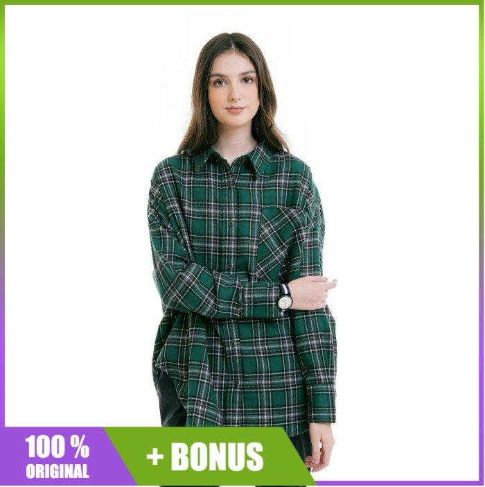 Eiger Kemeja Cewek X ZITHER SHIRT Hijau 91000 8564 Flanel Oversize Ori