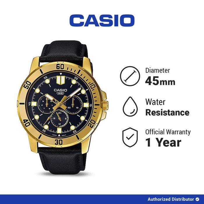 Casio Jam Tangan Original Pria MTP-VD300GL-1EUDF Analog Black