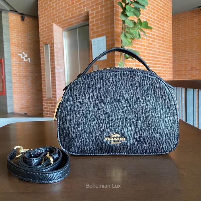 COACH Serena Satchel Crossbody Bag In Black Plain Leather