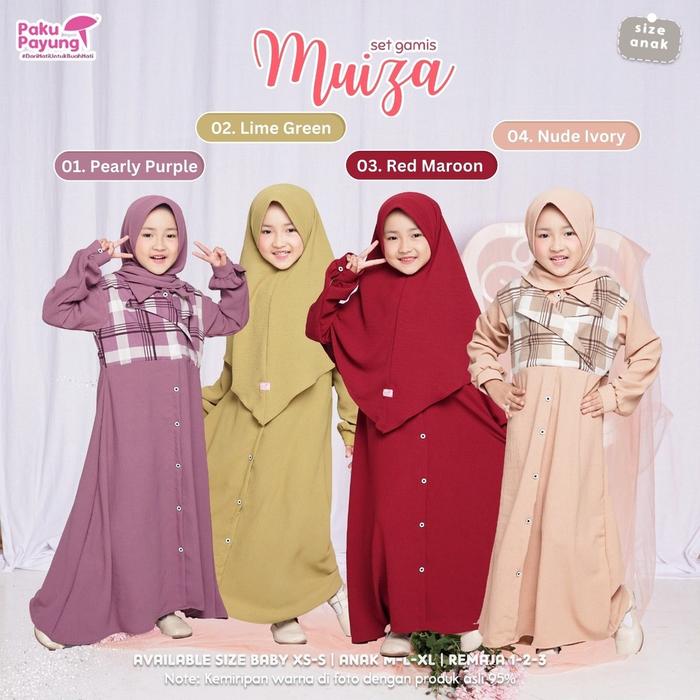 Paku Payung-Muiza Set Gamis Anak Nude-Purple Airflow Usia 1-13 Tahun