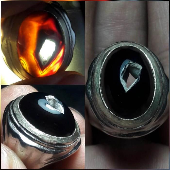 Cincin Akik Batu Natural Motif Gambar Yaman Hitam Putih Goa Unik Antik