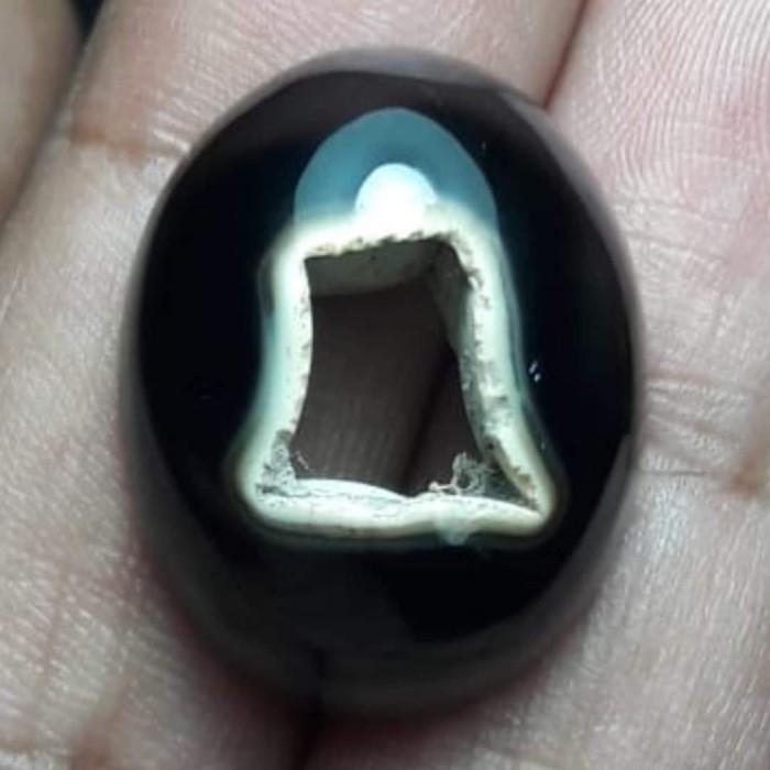 Natural Akik Batu Motif Gambar Yaman Hitam Putih Goa Bolong UnikAntik3